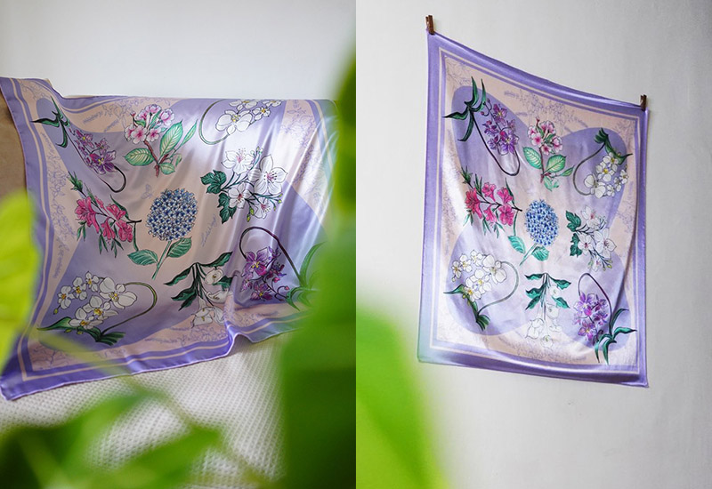 台灣賞花季方巾(含束口袋) 台灣賞花季絲巾